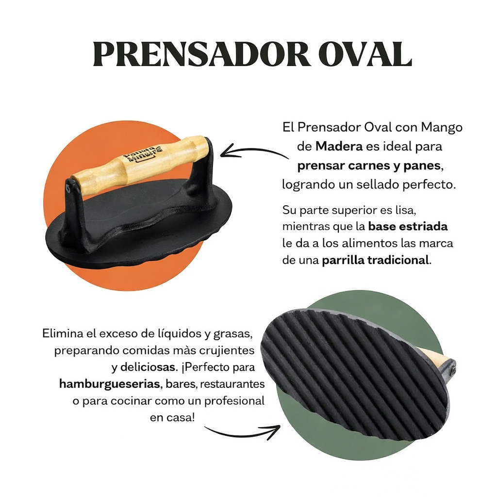 Prensador de hierro con mango de madera