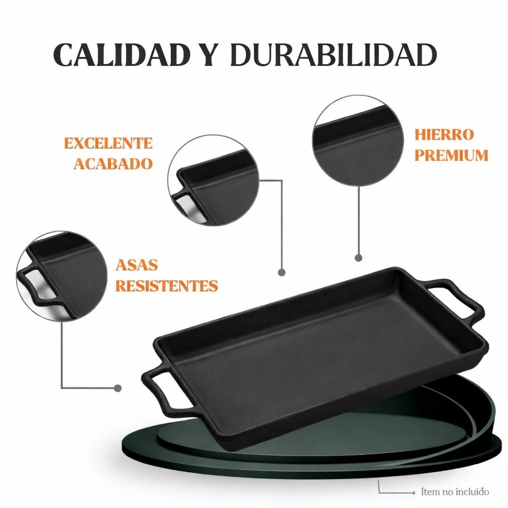 Asadera de Hierro Fundido Rectangular