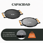 Plancha redonda doble faz de hierro fundido