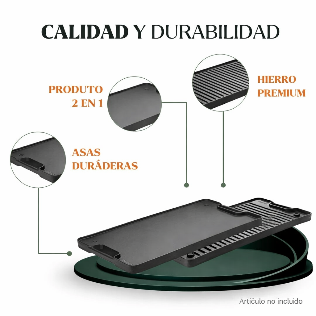 Plancha de hierro doble faz (50x25cm)