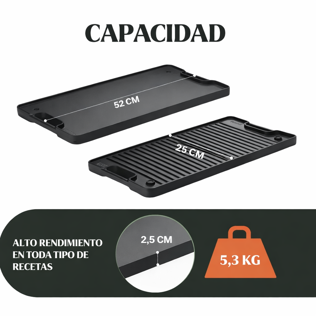 Plancha de hierro doble faz (50x25cm)