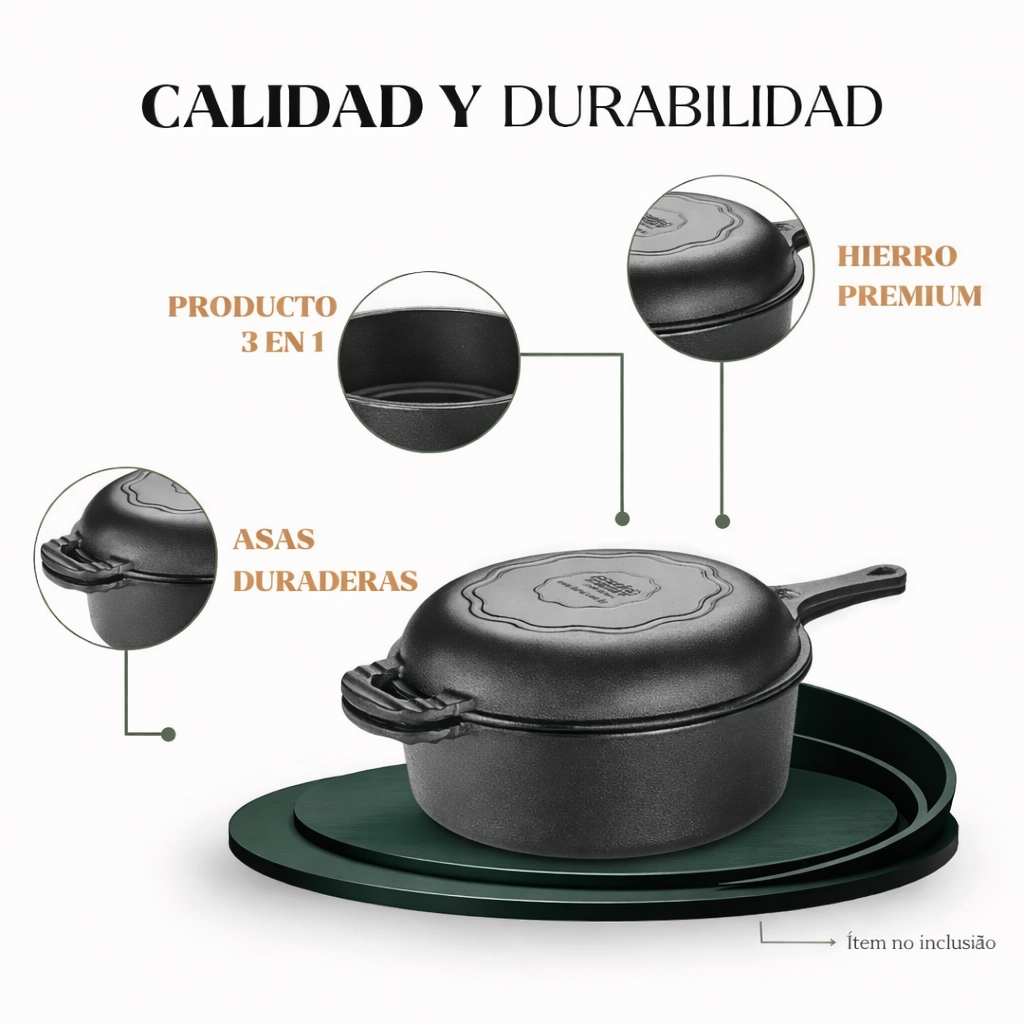 Set de Hierro Fundido 3 en 1 – Cocina Completa