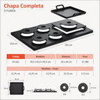 Anafe completo 5 bocas + plancha