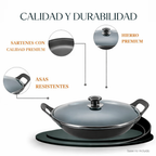 Wok de hierro fundido con tapa