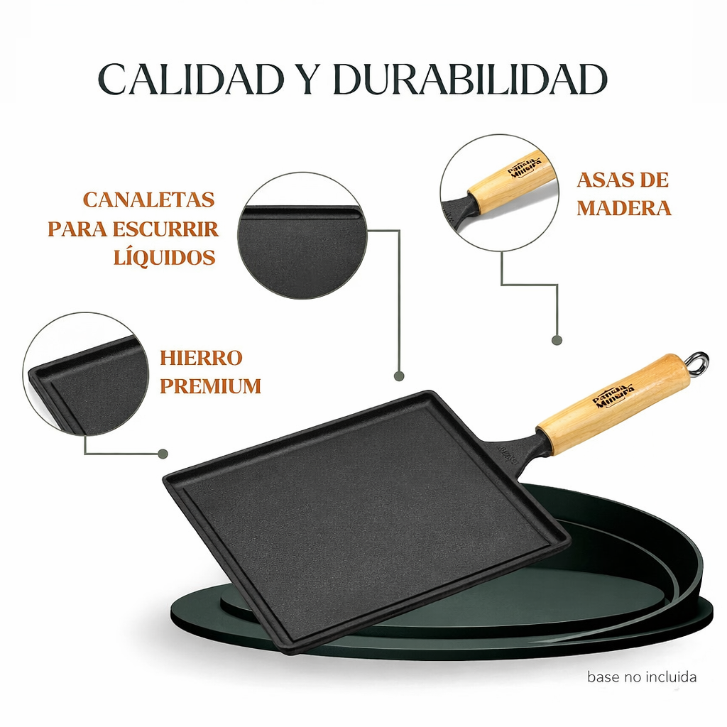 Plancha lisa de Hierro fundido (26x26cm)