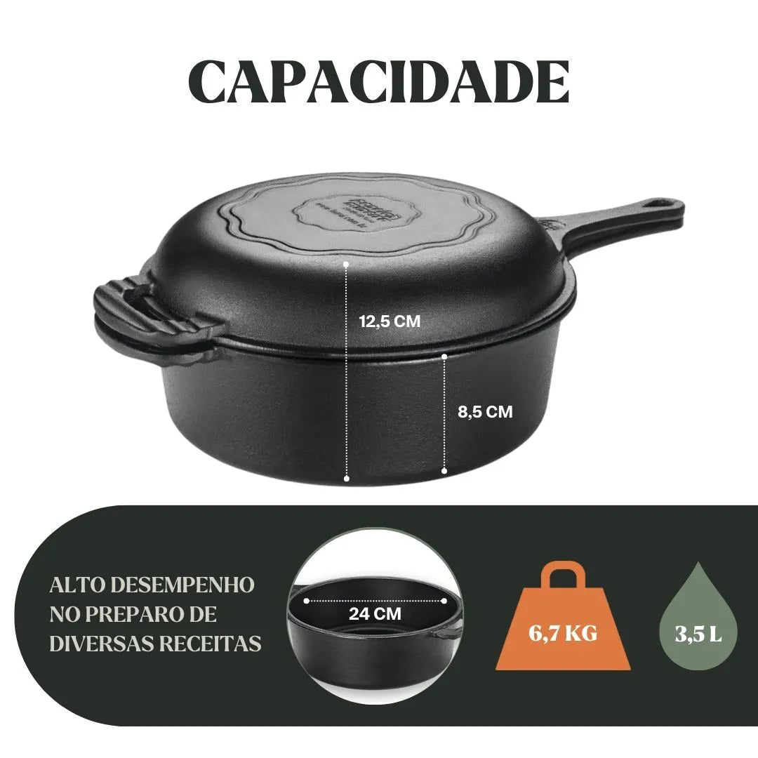 Juego de cacerola y sartén + tapa de vidrio