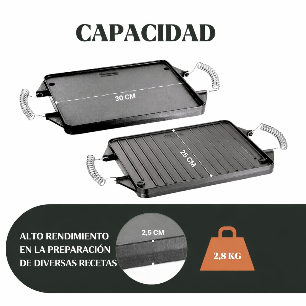 Plancha de hierro Grill doble faz (30x25cm)