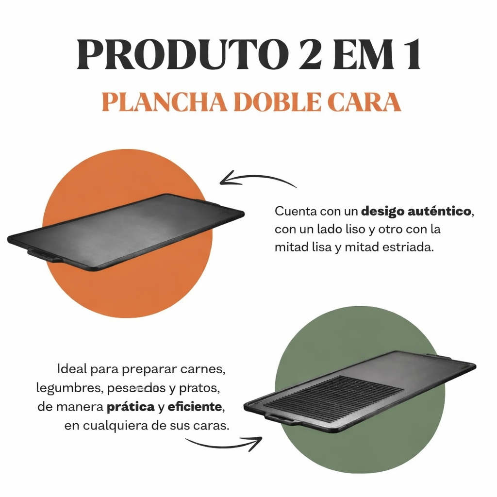 Plancha de hierro doble faz (90x42cm)