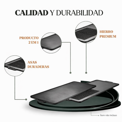 Plancha de hierro fundido doble faz