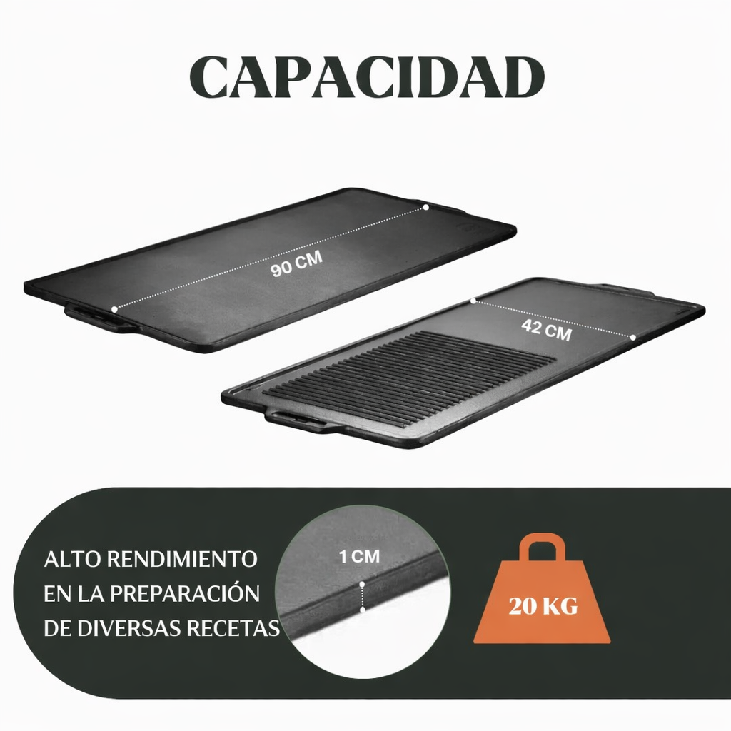 Plancha de hierro fundido doble faz