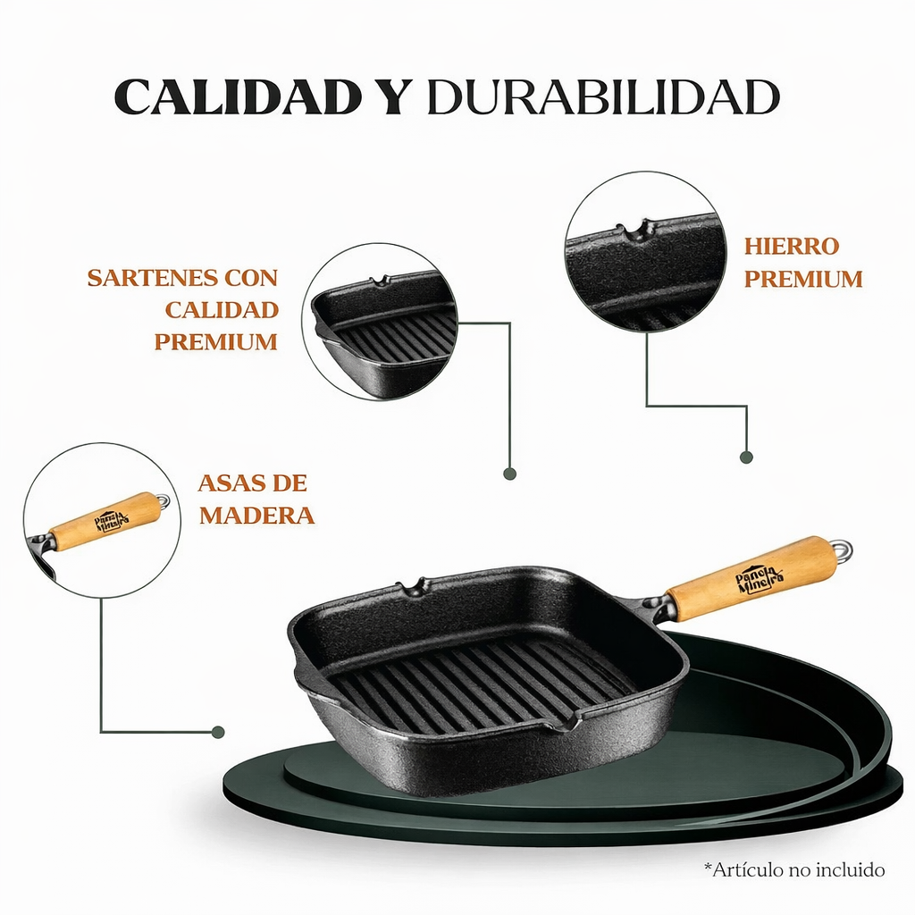 Sartén de Hierro Fundido grillador