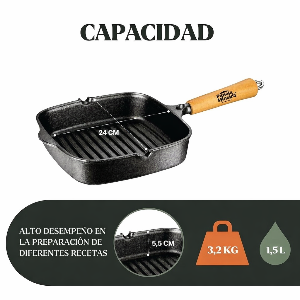 Sartén de Hierro Fundido grillador