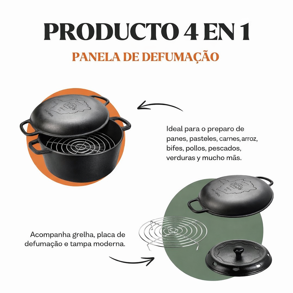 Panela de Hierro Fundido de Defumación
