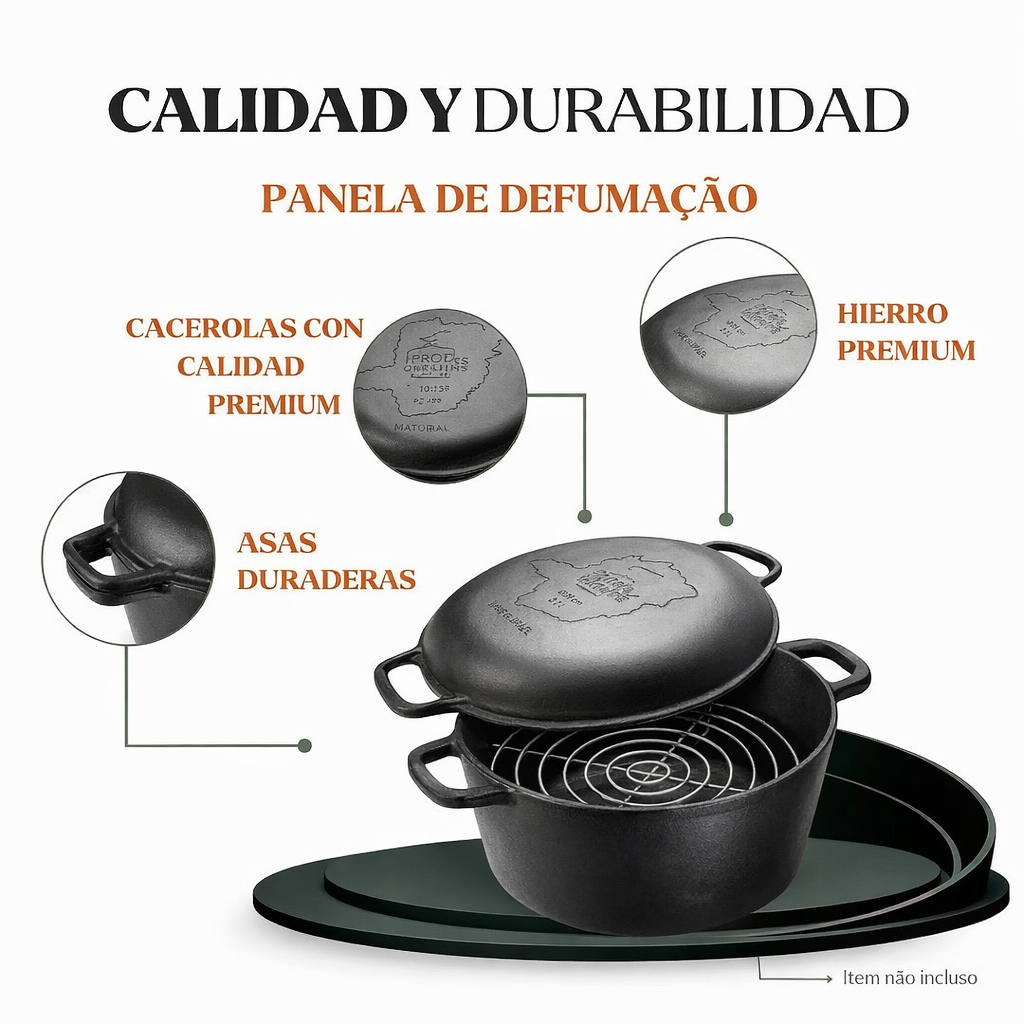 Panela de Hierro Fundido de Defumación