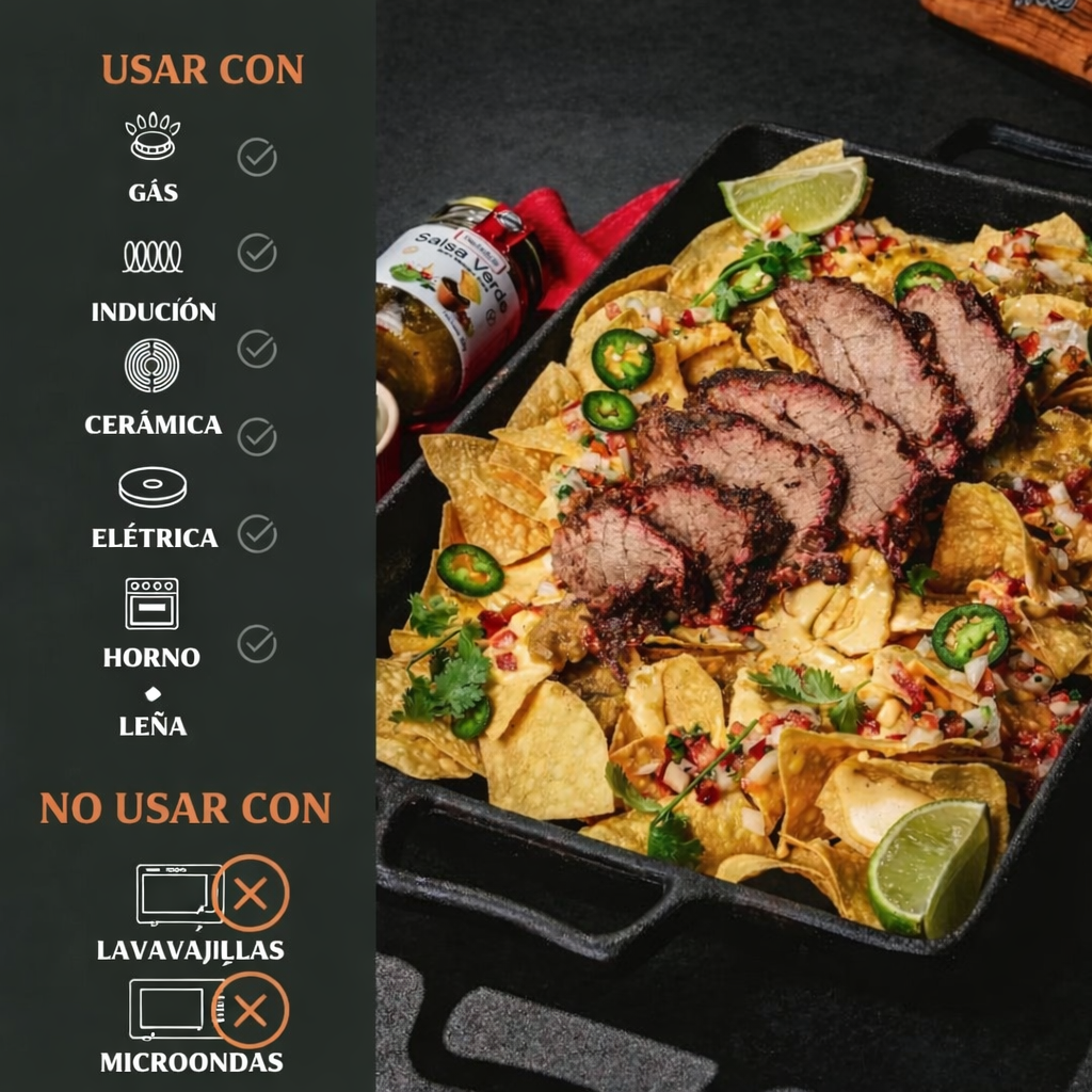 Asadera Rectangular de hierro fundido