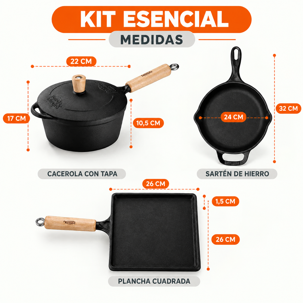 Kit Esencial de hierro fundido