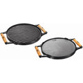 Plancha de hierro doble faz con asas de madera (30cm)