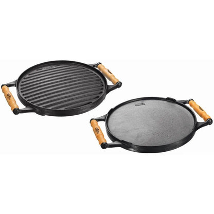 Plancha redonda doble faz de hierro fundido