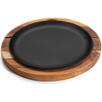 Plato de hierro fundido con soporte de madera