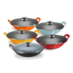 Wok de hierro fundido con tapa