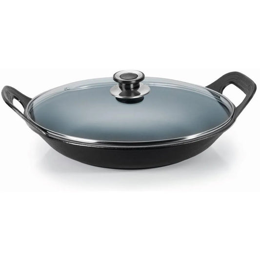 Wok de hierro fundido con tapa